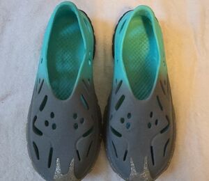 Gray and Teal Slip-On Shoes